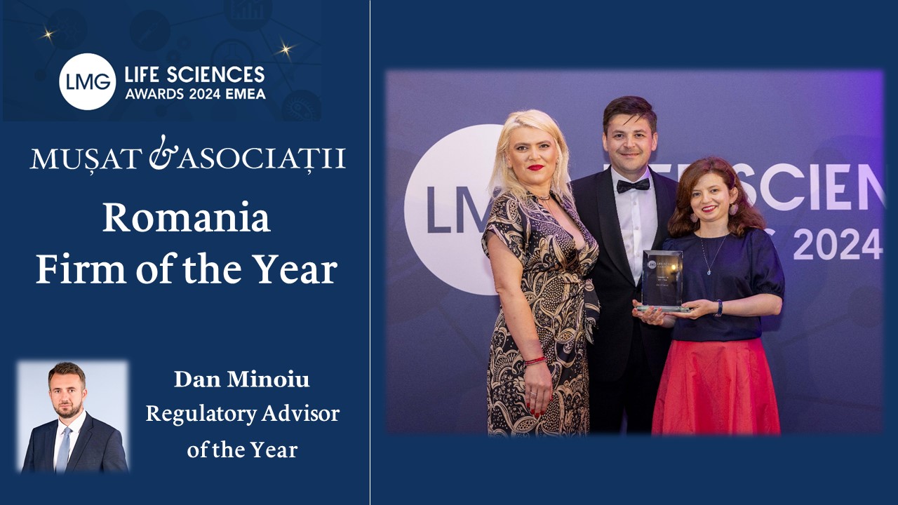 Mușat & Asociații câștigă prestigiosul premiu “Romania Firm of the Year” la LMG Life Sciences Awards EMEA 2024 în Londra