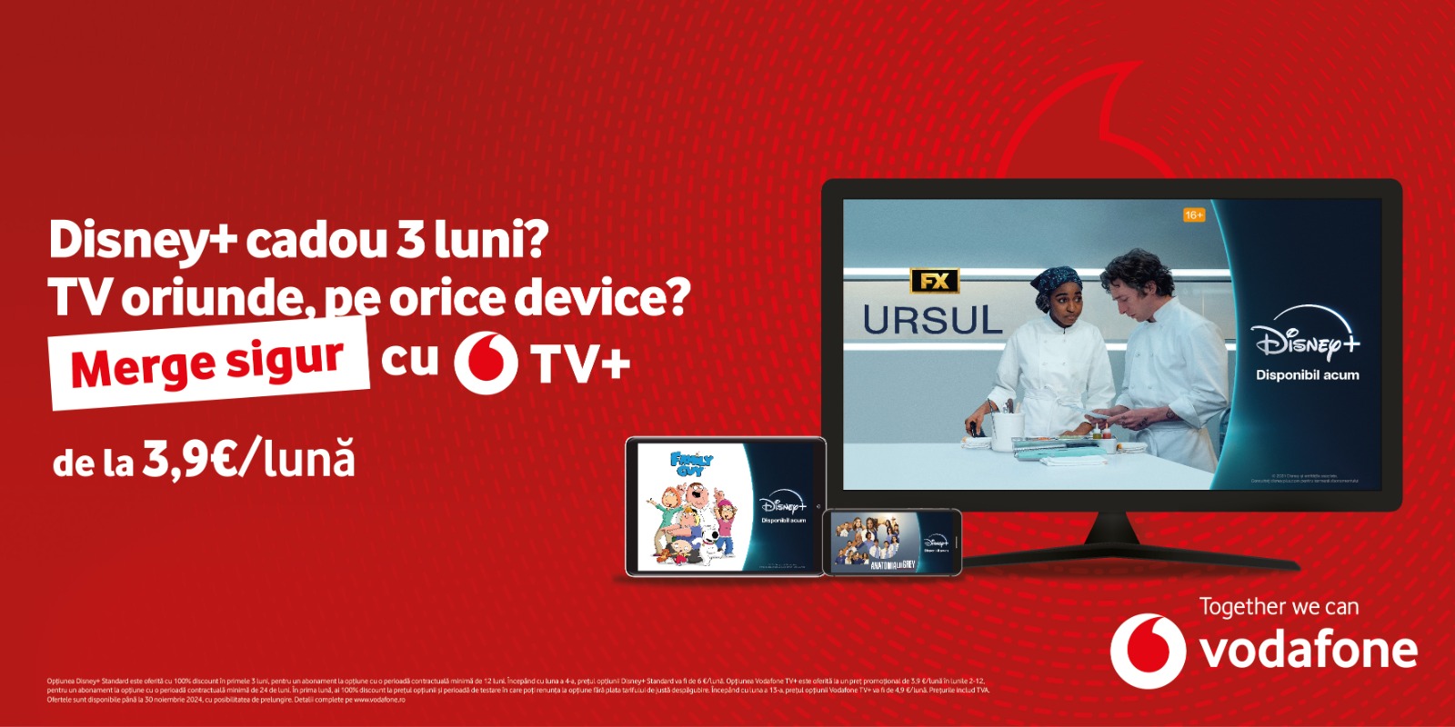 Vodafone reinventează televiziunea digitală: colaborare exclusivă, în domeniul telecomunicațiilor, cu Disney și noul serviciu Vodafone TV+