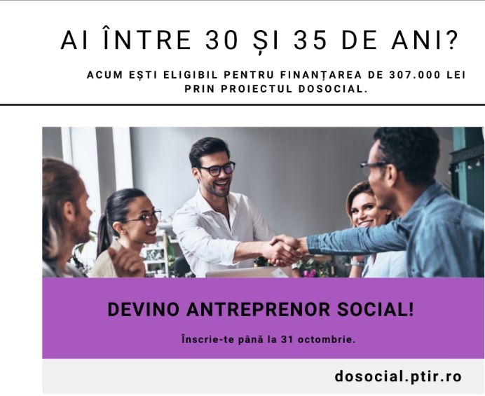 DoSocial extinde eligibilitatea și pentru tinerii între 30-35 ani în cadrul proiectului de antreprenoriat social care va crea minim 136 de locuri de muncă