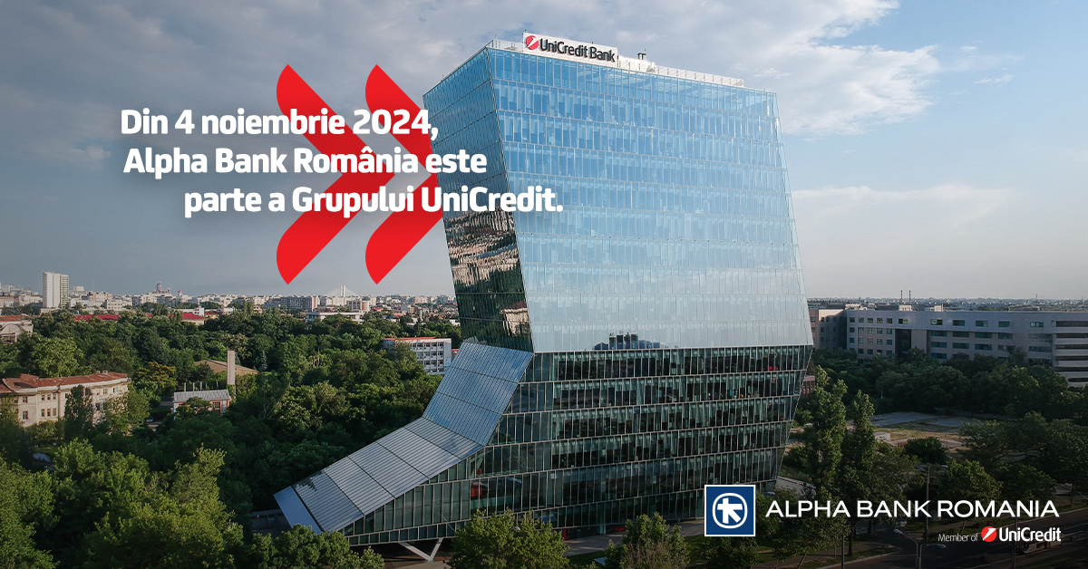 UniCredit și Alpha Services and Holdings anunță finalizarea tranzacției de achiziționare a pachetului majoritar de acțiuni al Alpha Bank România de către UniCredit