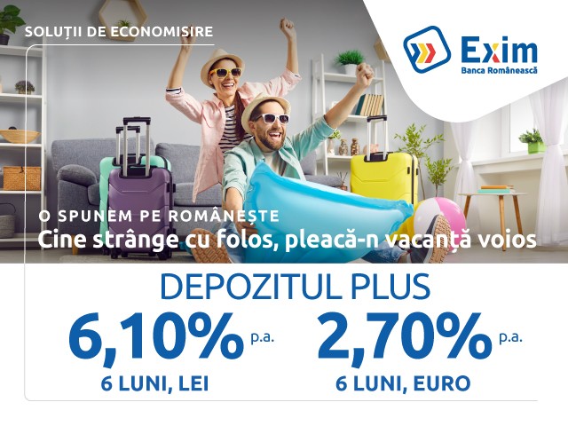 Exim Banca Românească oferă dobânzi promoționale la depozite