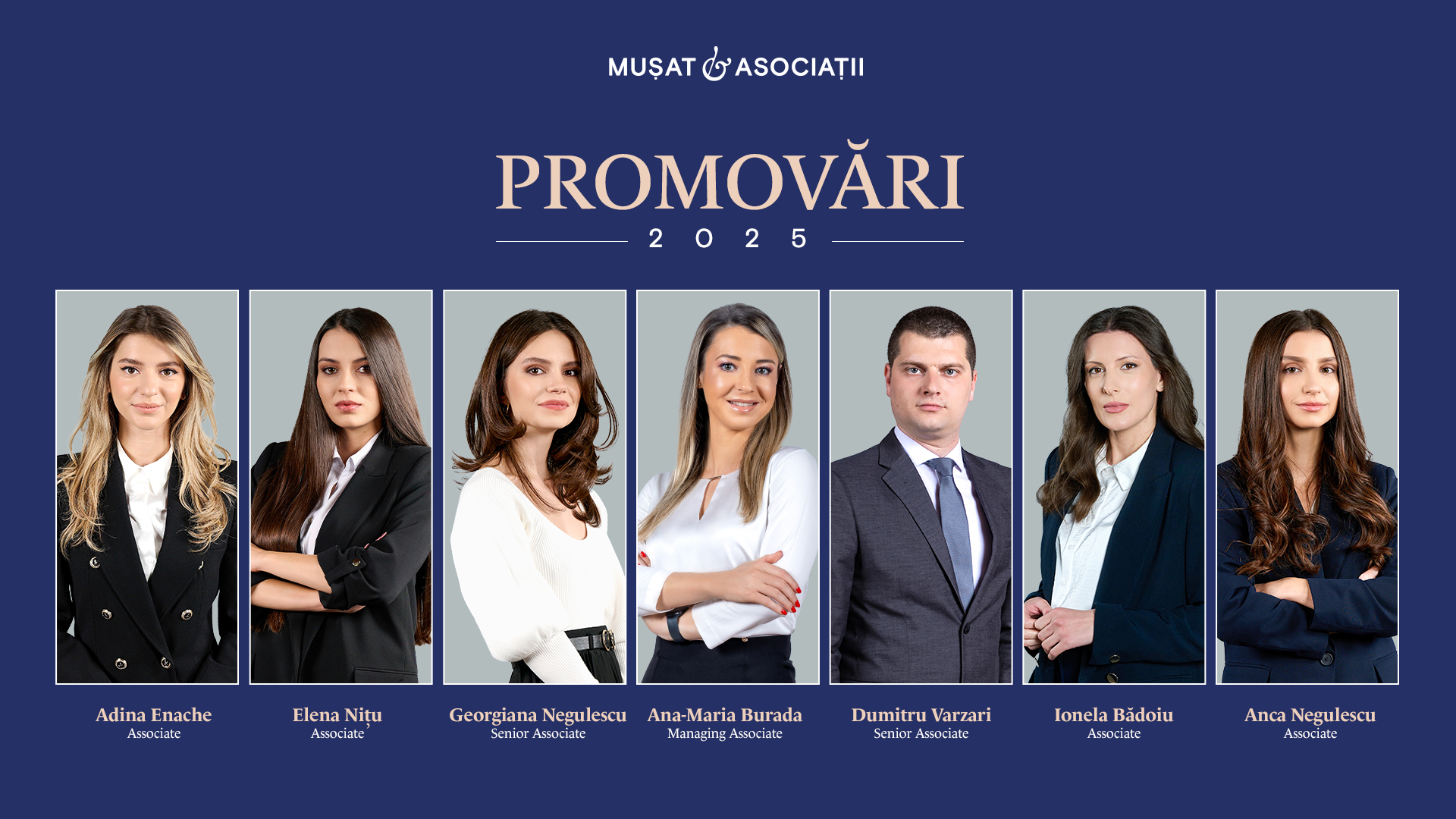 Mușat & Asociații promovează șapte avocați în ariile fuziuni și achiziții, litigii și arbitraj, drept bancar și financiar, piețe de capital și achiziții publice